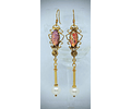 Vintage glass opal and cultured pearl earrings - Gold filled - SOLD Private collection