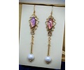 Vintage glass opal and cultured pearl earrings - Gold filled - SOLD Private collection