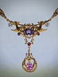 RTS - Victorian love-birds & antique Saphiret, Alexandrite and pink sapphire necklace - Gold-filed - thumbnail 1