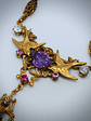 RTS - Victorian love-birds & antique Saphiret, Alexandrite and pink sapphire necklace - Gold-filed - thumbnail 2