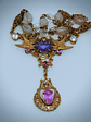 RTS - Victorian love-birds & antique Saphiret, Alexandrite and pink sapphire necklace - Gold-filed - thumbnail 3