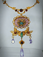 RTS - Art Nouveau style, Genuine Opal & Gemstone, vintage purple camphor glass necklace - Costume - thumbnail 6