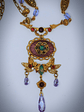 RTS - Art Nouveau style, Genuine Opal & Gemstone, vintage purple camphor glass necklace - Costume - thumbnail 7