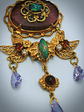 RTS - Art Nouveau style, Genuine Opal & Gemstone, vintage purple camphor glass necklace - Costume - thumbnail 8