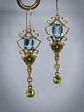 CJ - Victorian inspired, 5ct Genuine Sky blue topaz, peridot & Glass enamel earrings - thumbnail 2