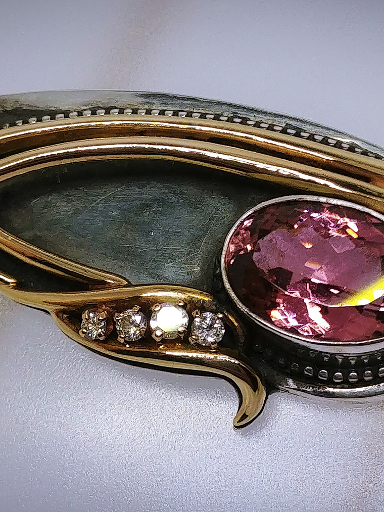 RTS - 14k - Eye of Horus, 7.2ct Pink tourmaline, ruby and diamond necklace - Video⏯ 1