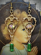 RTS ☢ Art Deco inspired, glass opal and UG glass earrings - Costume - thumbnail 4