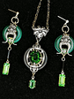 Uranium glass necklace and earring set -  Private collection - thumbnail 1