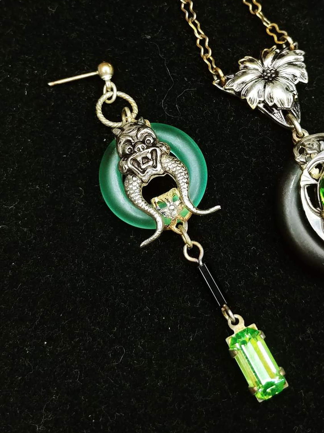 Uranium glass necklace and earring set -  Private collection 2