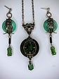 Uranium glass necklace and earring set -  Private collection - thumbnail 4