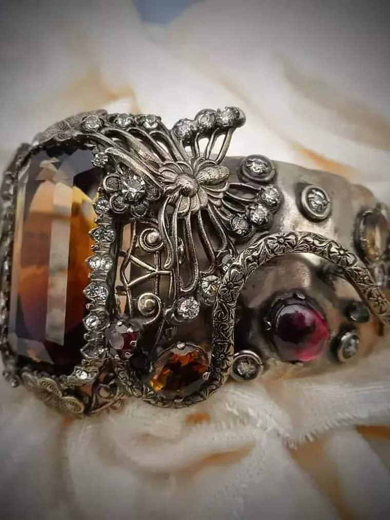 Art Nouveau, Ametrine and garnet butterfly bracelet - Private collection 7