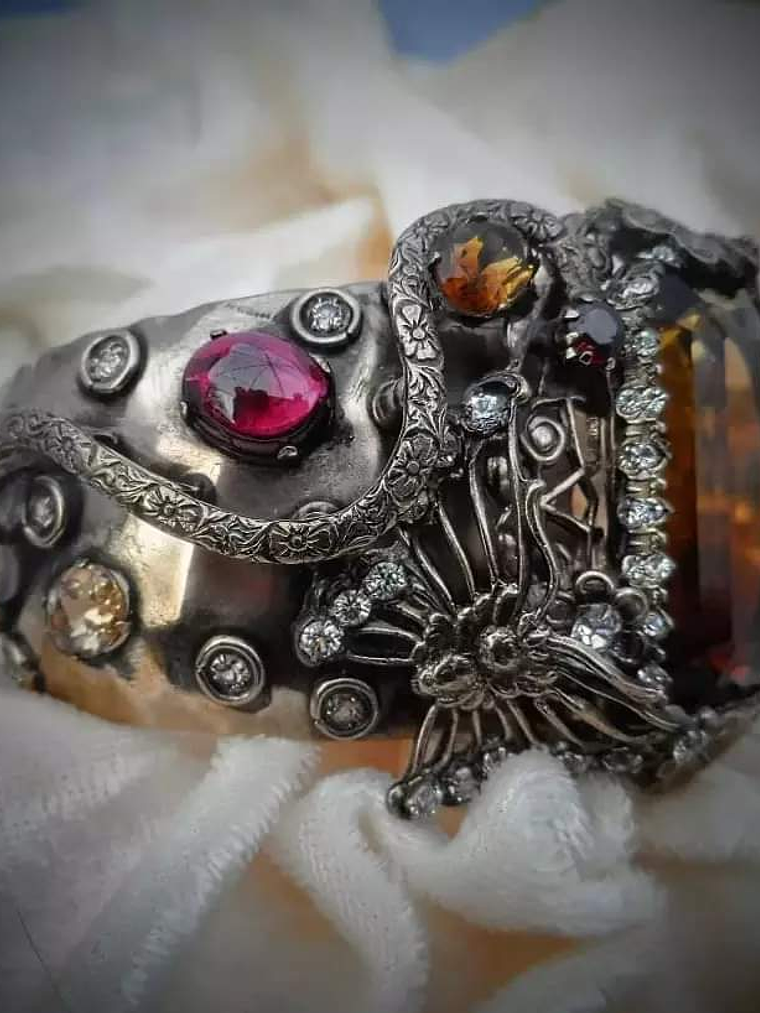 Art Nouveau, Ametrine and garnet butterfly bracelet - Private collection 8