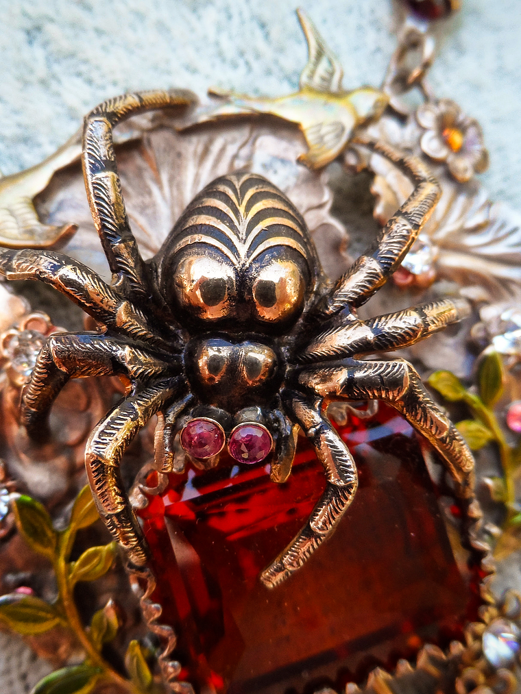 Citrine and garnet Spider necklace - Private collection 3
