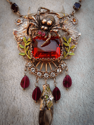 Citrine and garnet Spider necklace - Private collection