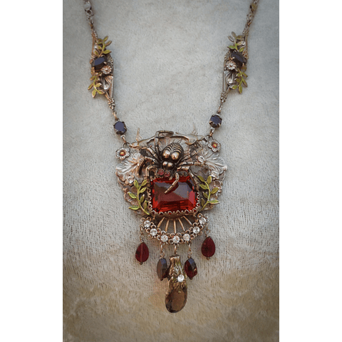 Citrine and garnet Spider necklace
