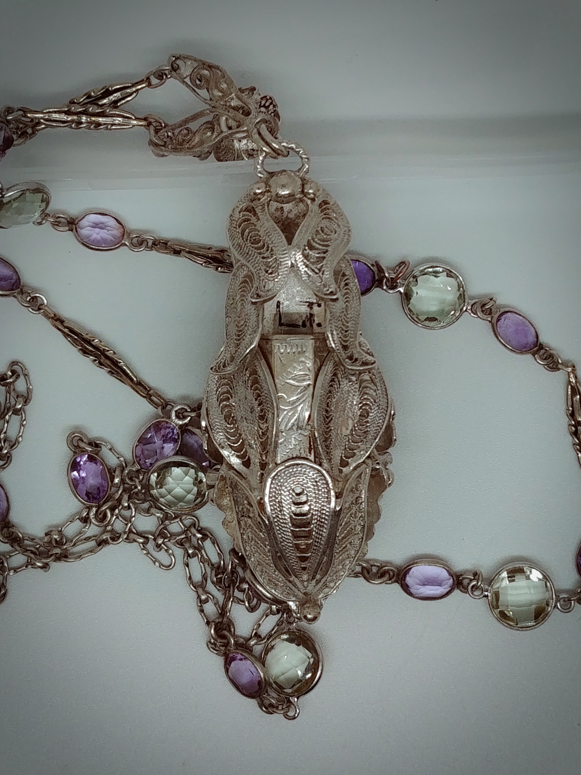 Kunzite and aquamarine Chrysalis - Cremation necklace 9