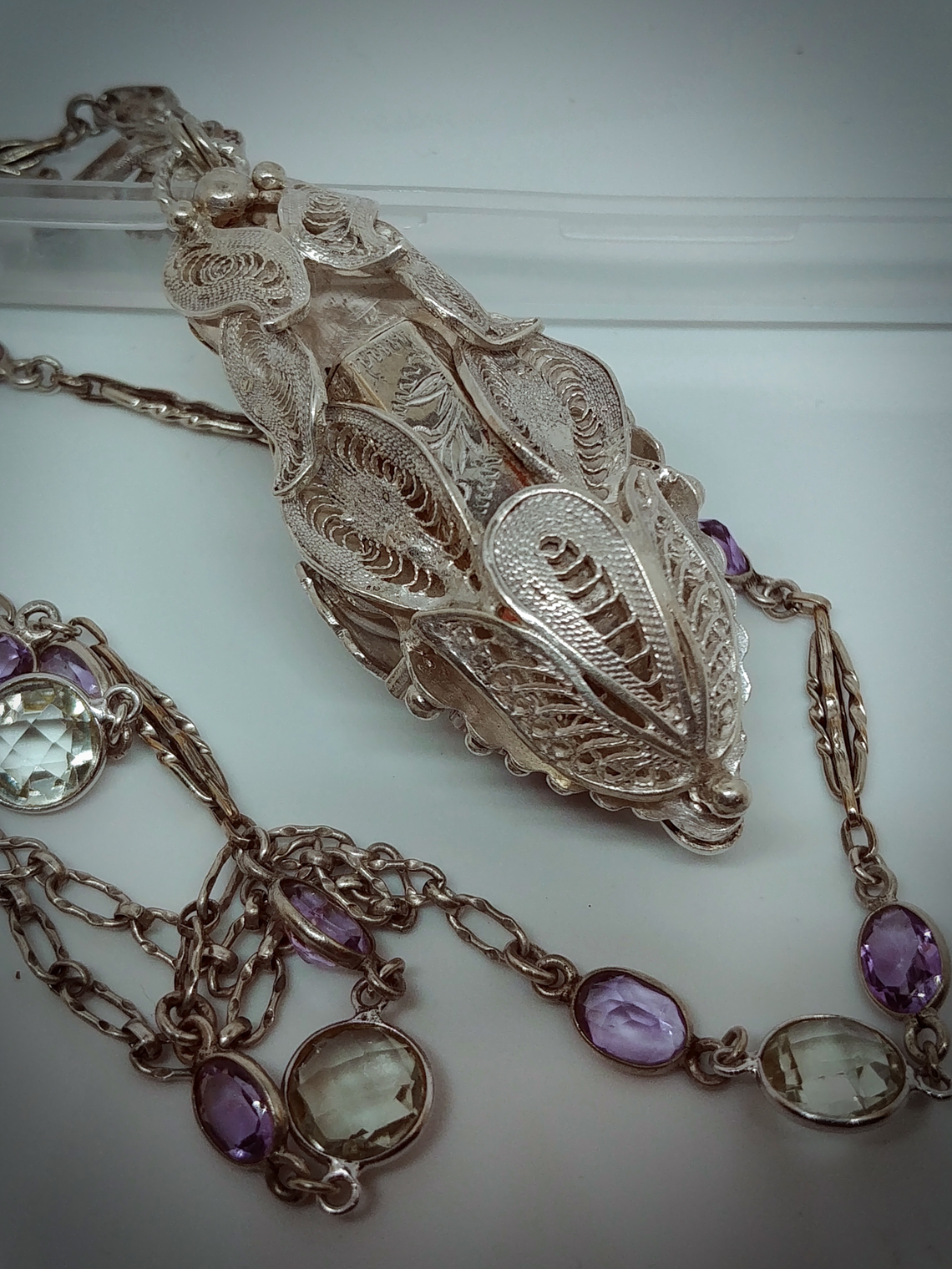 Kunzite and aquamarine Chrysalis - Cremation necklace 10
