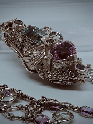 Kunzite and aquamarine Chrysalis - Cremation necklace