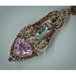 Kunzite and aquamarine Chrysalis - Cremation necklace