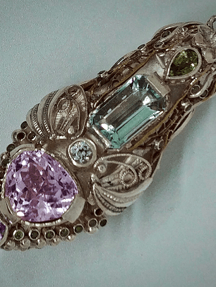 Kunzite and aquamarine Chrysalis - Cremation necklace