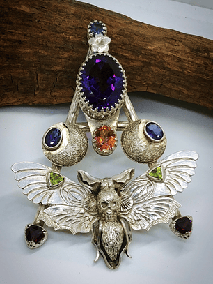 Hand carved/engraved Death Head Hawks moth pendant