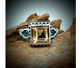 SS - 2.75ct ☢  Art Deco style, Princess cut Vaseline UG ring - Sterling 💍