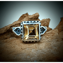 SS - 2.75ct ☢  Art Deco style, Princess cut Vaseline UG ring - Sterling 💍