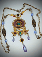 RTS - Art Nouveau style, Genuine Opal & Gemstone, vintage purple camphor glass necklace - Costume - thumbnail 1