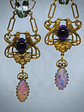 RTS - Victorian inspired lovebirds with Genuine amethyst, prasiolite and glass opal earrings - Costume - thumbnail 6
