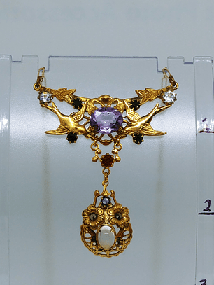 Victorian style,  Brazilian Amethyst and love-birds necklace