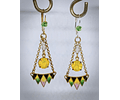 CJ - 4.4tcw ☢ Art Deco and glass enamel, vintage UG glass earrings - Costume 👑