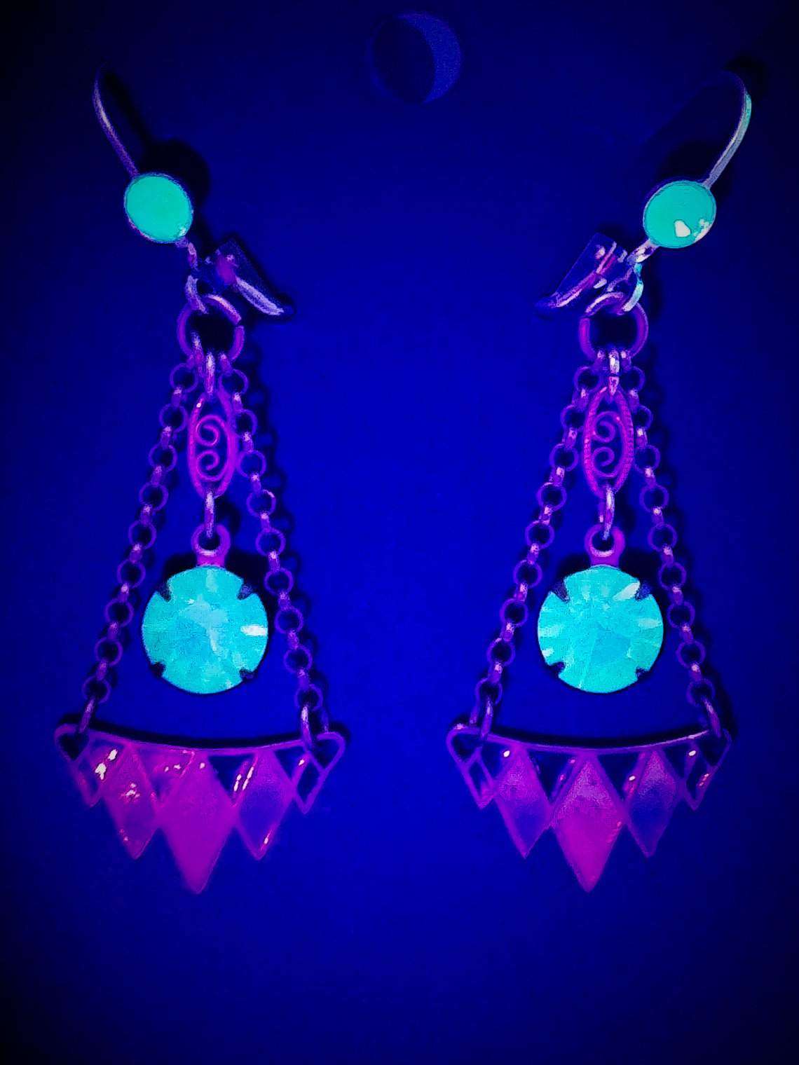 RTS ☢ Art Deco and glass enamel, vintage UG glass earrings - Costume  5