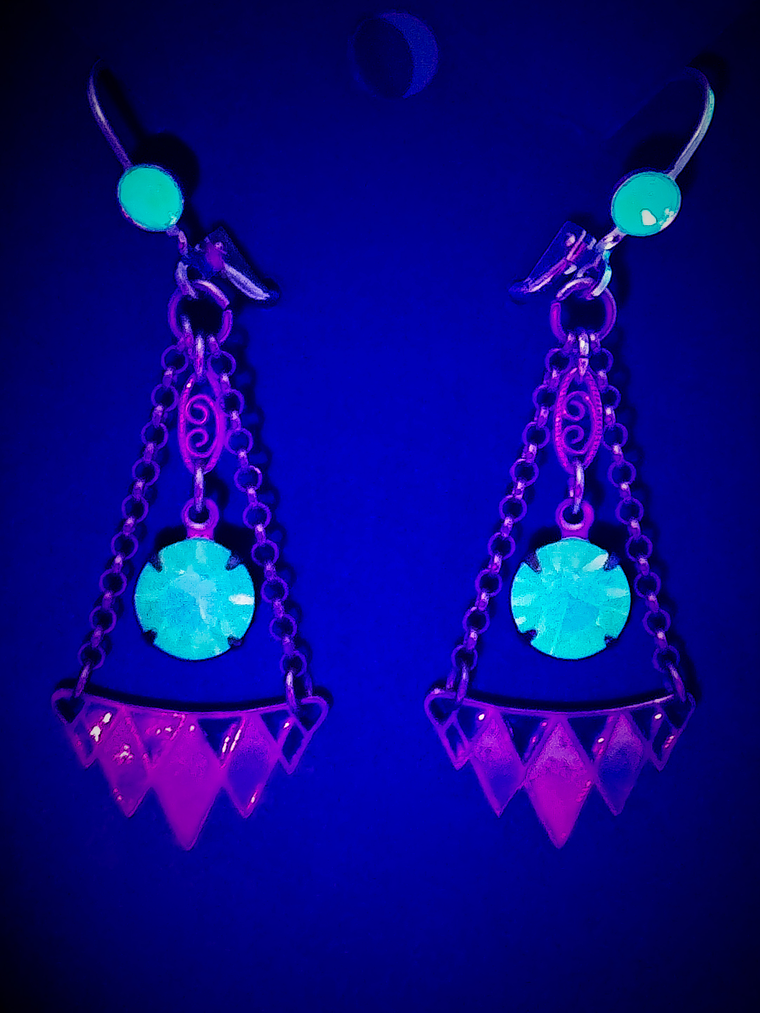 RTS ☢ Art Deco and glass enamel, vintage UG glass earrings - Costume  5