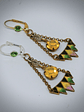 RTS ☢ Art Deco and glass enamel, vintage UG glass earrings - Costume  - thumbnail 4