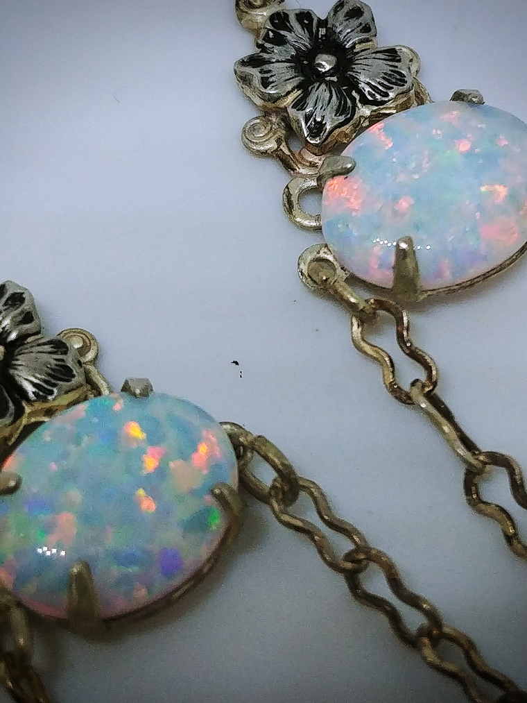 RTS - Art Deco, Opal and glass enamel earrings - costume - Video⏯ 3