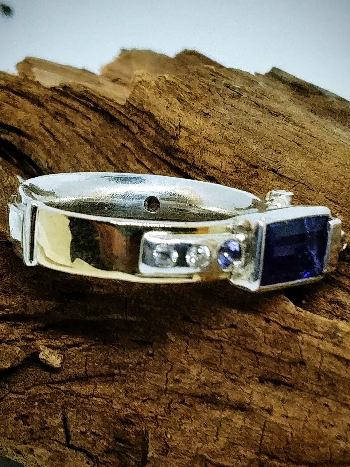 RTS - Sz 9 Tanzanite, black spinel, white spinel, sterling and 14k gold ring - Unisex - Video ⏯  2