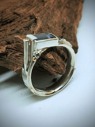 1.2ct Tanzanite, spinel, sterling and 14k gold ring - Unisex - Size 9  - Video