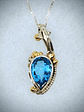 MTO - Sterling and gold, Blue topaz Dolphin pendant - Sterling - thumbnail 2