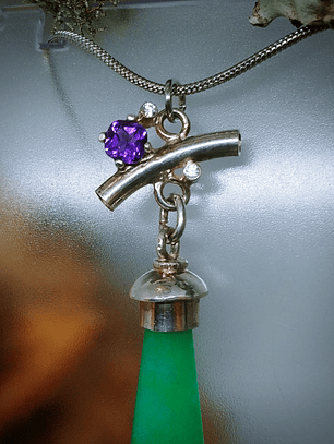 Chrysoprase and Amethyst drop necklace