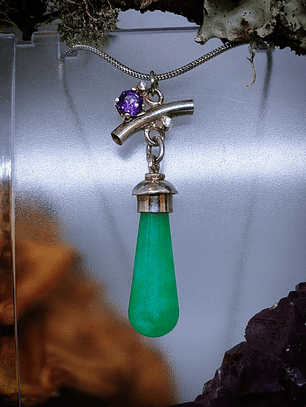 Chrysoprase and Amethyst drop necklace