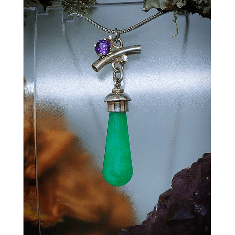 Chrysoprase and Amethyst drop necklace