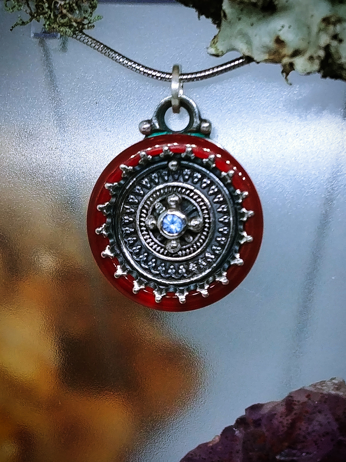 MTO - Boho style Carnelian and Tanzanite necklace - Sterling 2