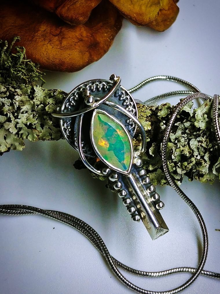 MTO - Stunning and small, Boho style Opal necklace - Sterling  1