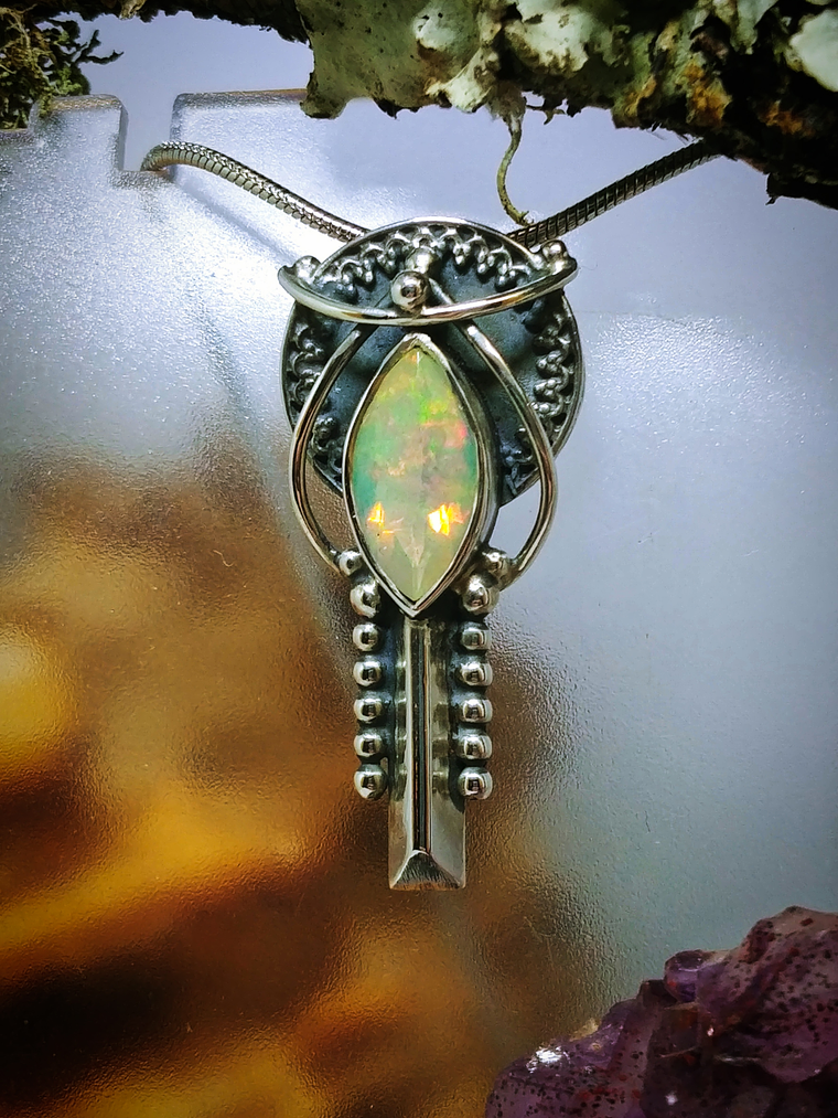 MTO - Stunning and small, Boho style Opal necklace - Sterling  3