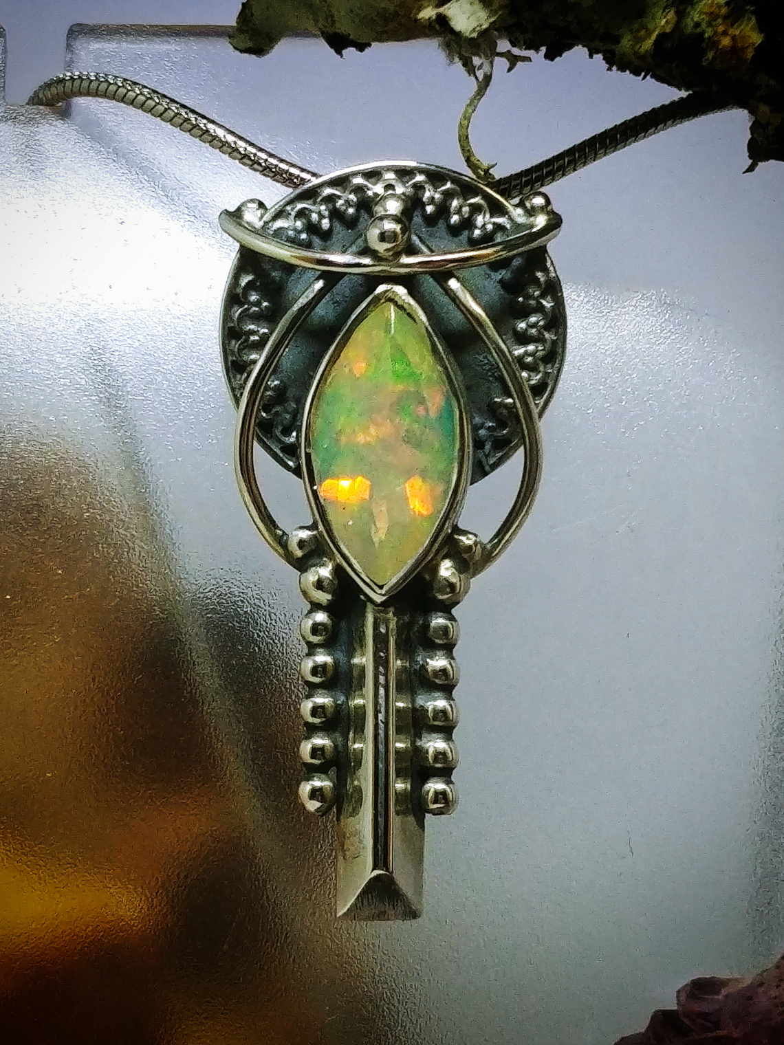 MTO - Stunning and small, Boho style Opal necklace - Sterling  4