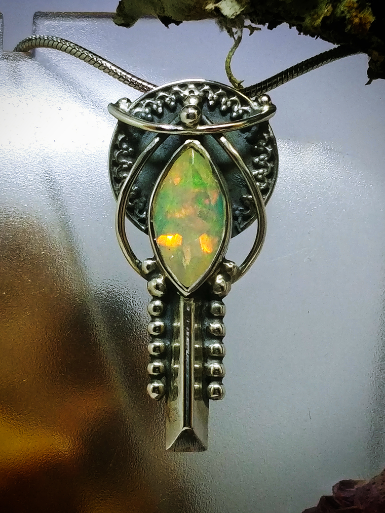 MTO - Stunning and small, Boho style Opal necklace - Sterling  4