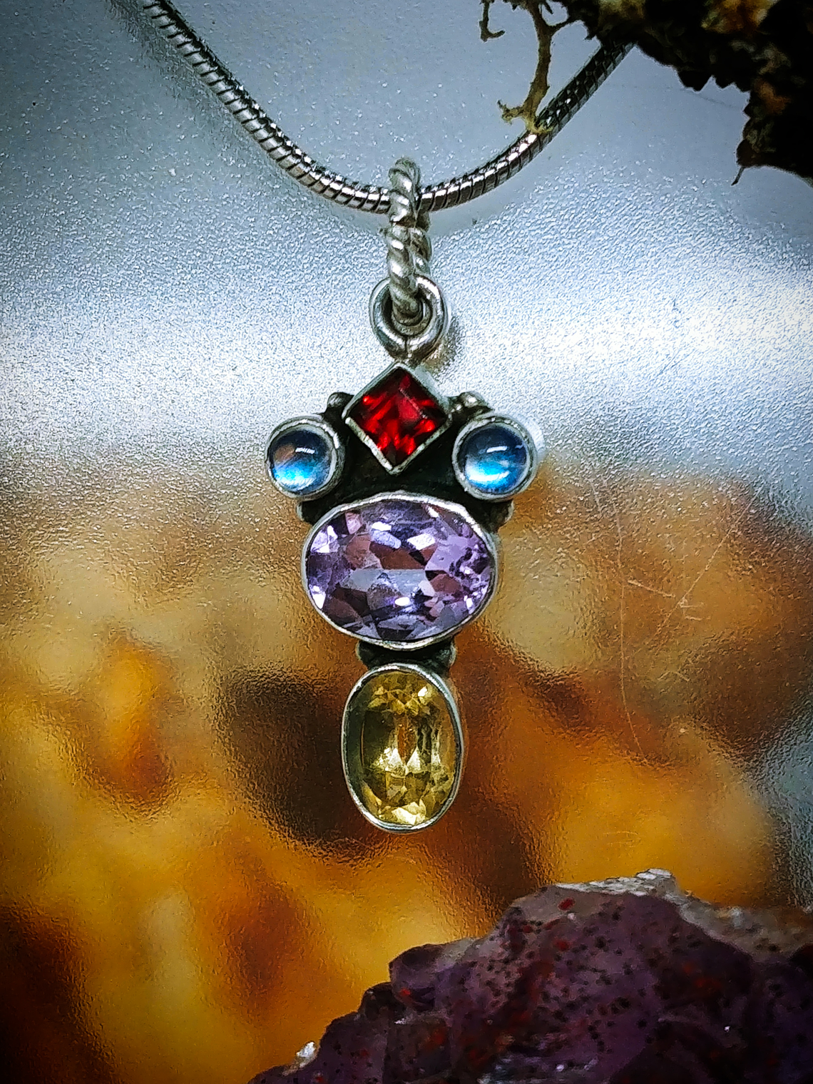 MTO - Dainty Sterling, Amethyst and blue moonstone pendant - Private collection 1