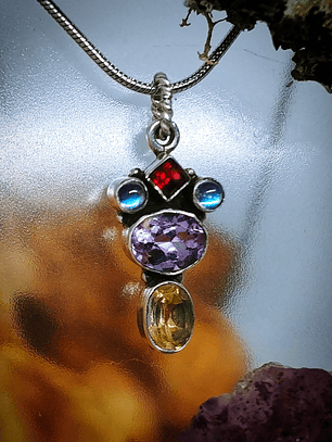 MTO - Dainty Sterling, Amethyst and blue moonstone pendant - Private collection
