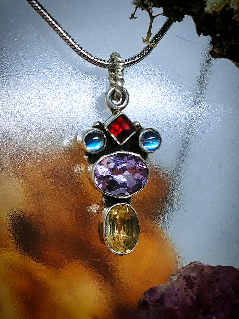 MTO - Dainty Sterling, Amethyst and blue moonstone pendant - Private collection 2