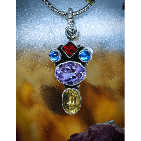 Dainty Sterling, Amethyst and blue moonstone pendant
